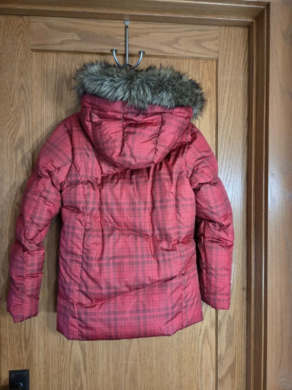 Jonathan Stone Red Plaid Winter Puffer Jacket Girls Large 14/16